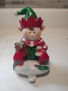 Northlight Festive Elves Christmas Stocking Holders 5” With Glitter